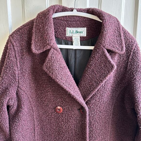 Vintage 80s LL Bean Peacoat Wool Blend Purple - Picture 3 of 8